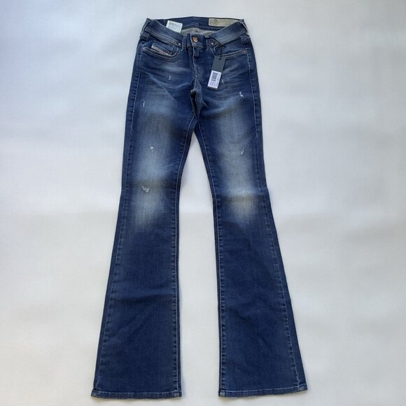 $198 Diesel Women’s Lowleeh Slim Bootcut Jeans Low Waist Blue 084KY Size 28 - Picture 1 of 13